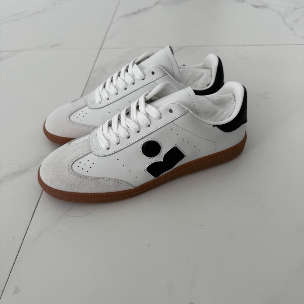 Isabel Marant White Black Brown Gum-sole Low-Top Sneakers - Picture 3 of 4